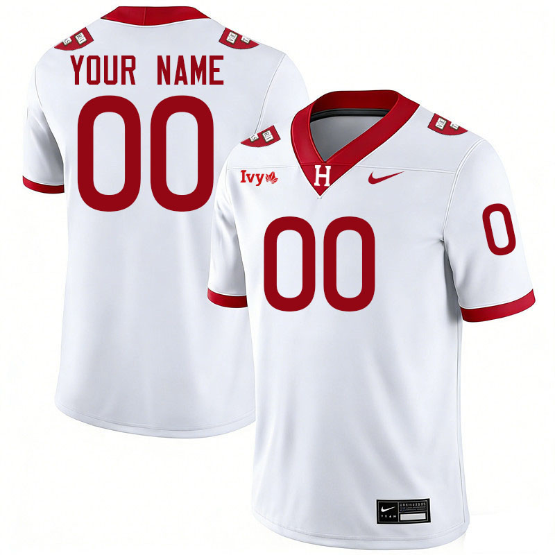 Custom Harvard Crimson Name And Number Football Jerseys,Uniforms-White